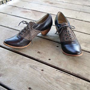ALL BLACK brand Saddle-Oxford Shoes in Brown Leather size EU 37 / US 6.5